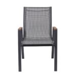 VIRNA Πολυθρόνα Κήπου Βεράντας, Μέταλλο Βαφή Ανθρακί Textilene Γκρι,Polywood Φυσικό 56x63x90cm - Image 5