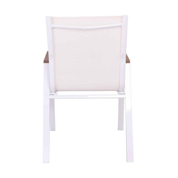 VIRNA Πολυθρόνα Κήπου Βεράντας, Μέταλλο Βαφή Άσπρο, Textilene Άσπρο,PolywoodΦυσικό 56x63x90cm - Image 4
