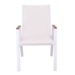 VIRNA Πολυθρόνα Κήπου Βεράντας, Μέταλλο Βαφή Άσπρο, Textilene Άσπρο,PolywoodΦυσικό 56x63x90cm - Image 5