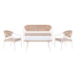 PALERMO Set Καθιστικό Κήπου Μεταλλικό Άσπρο,Wicker Φυσικό: Τραπέζι+2 Θέσιος+2 Πολυθρόνες 88x48x40-124x63x78-60x63x78cm - Image 3