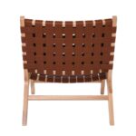 DUNE Lounge Καρέκλα, Ξύλο Απόχρωση Φυσικό, Κάθισμα-Πλάτη Ιμάντες Pu Καφέ 67x78x77cm - Image 5