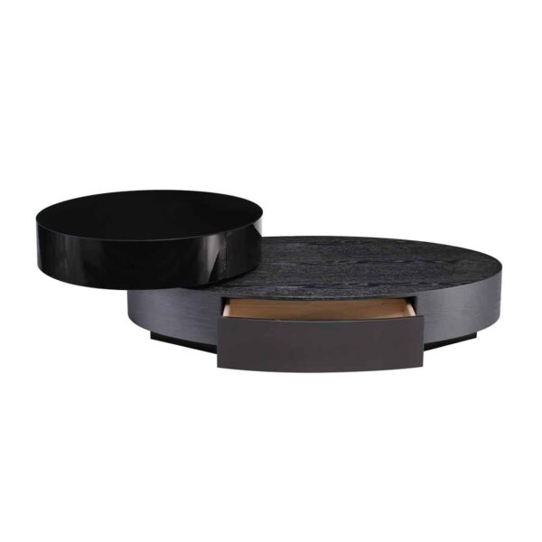 BONI Τραπεζάκι Σαλονιού- Καθιστικού με 2 Συρτάρια, Απόχρωση Μαύρο-Zebrano 124x70x22/39cm - Image 3