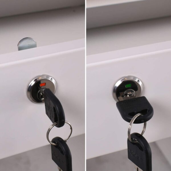 ΓΡΑΦΕΙΟ 6-Συρτάρια, Μέταλλο Βαφή Άσπρο, Επιφάνεια Απόχρωση Maple 140x60x75cm - Image 4