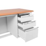 ΓΡΑΦΕΙΟ 3-Συρτάρια, Μέταλλο Βαφή Άσπρο, Επιφάνεια Απόχρωση Maple 120x60x75cm - Image 3