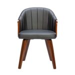 ENZO Πολυθρόνα Τραπεζαρίας Καρυδί, Pu Μαύρο 55x58x78cm - Image 4