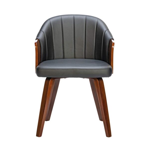 ENZO Πολυθρόνα Τραπεζαρίας Καρυδί, Pu Μαύρο 55x58x78cm - Image 4