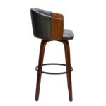 ENZO Σκαμπό Bar Καρυδί, Pu Μαύρο 50x50x78/103cm - Image 3