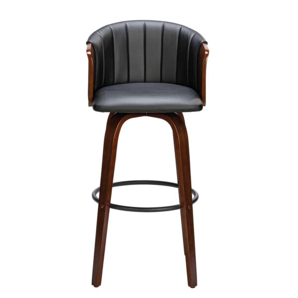 ENZO Σκαμπό Bar Καρυδί, Pu Μαύρο 50x50x78/103cm - Image 4