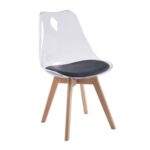 MARTIN Καρέκλα Ξύλο, PET Clear, PU Μαύρο, Μονταρισμένη Ταπετσαρία 49x57x82cm - Image 2