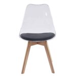 MARTIN Καρέκλα Ξύλο, PET Clear, PU Μαύρο, Μονταρισμένη Ταπετσαρία 49x57x82cm - Image 4