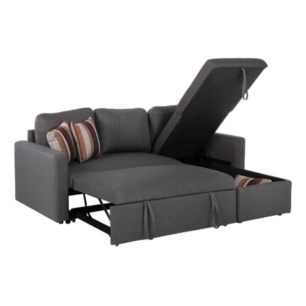 MONTREAL-W Καναπές - Κρεβάτι Γωνία Αναστρέψιμη με Χώρο Αποθήκευσης, Ύφασμα Γκρι 219x144x64x80cm Bed:144x198cm - Image 4