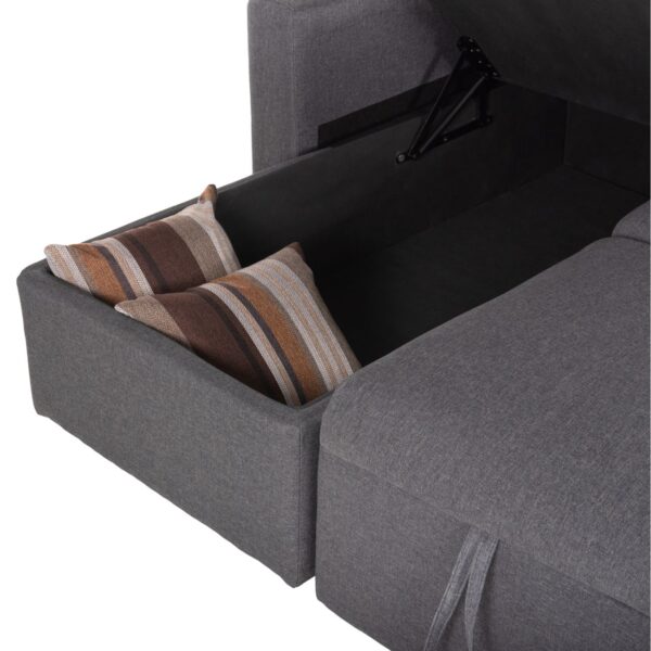 MONTREAL-W Καναπές - Κρεβάτι Γωνία Αναστρέψιμη με Χώρο Αποθήκευσης, Ύφασμα Γκρι 219x144x64x80cm Bed:144x198cm - Image 7