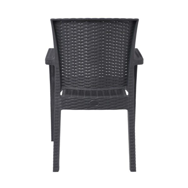 LORA-Pro Πολυθρόνα Στοιβαζόμενη, PP (Rattan Look) Απόχρωση Ανθρακί 58x61x87cm - Image 4