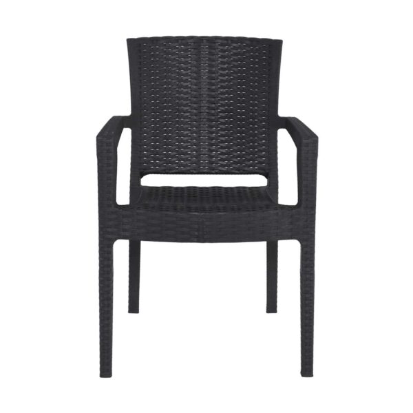 LORA-Pro Πολυθρόνα Στοιβαζόμενη, PP (Rattan Look) Απόχρωση Ανθρακί 58x61x87cm - Image 5