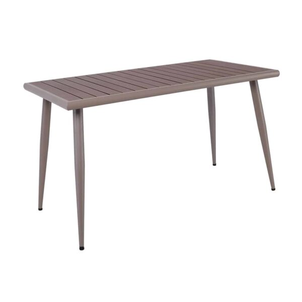 SERRANO Set Κήπου: Τραπέζι + 6 Πολυθρόνες, Μέταλλο Βαφή Sand Beige, Polywood Καρυδί Table:130x70x75 Chair:56x64x88 - Image 4