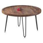 MATRI-W Τραπεζάκι Σαλονιού Καθιστικού, Μέταλλο Βαφή Μαύρο, Ξύλο Ακακία Φυσικό Φ76xH.45cm