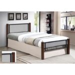 ΝΕΤ Κρεβάτι Μονό για Στρώμα 90x190cm, Μέταλλο Βαφή Μαύρο, Ξύλο Καρυδί 95x200x81(Στρώμα 90x190)cm