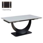 MEZZA LUNA ΤΡΑΠΕΖΙ ΕΠΕΚΤΕΙΝΟΜΕΝΟ-Η ΛΕΥΚΟ ΜΕ ΟΨΗ ΜΑΡΜΑΡΟΥ 160x90x75 02-0611