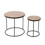 PARKE COFFEE TABLE SET 2ΤΕΜ ΜΑΥΡΟ ΦΥΣΙΚΟ 48x48x45 04-0691