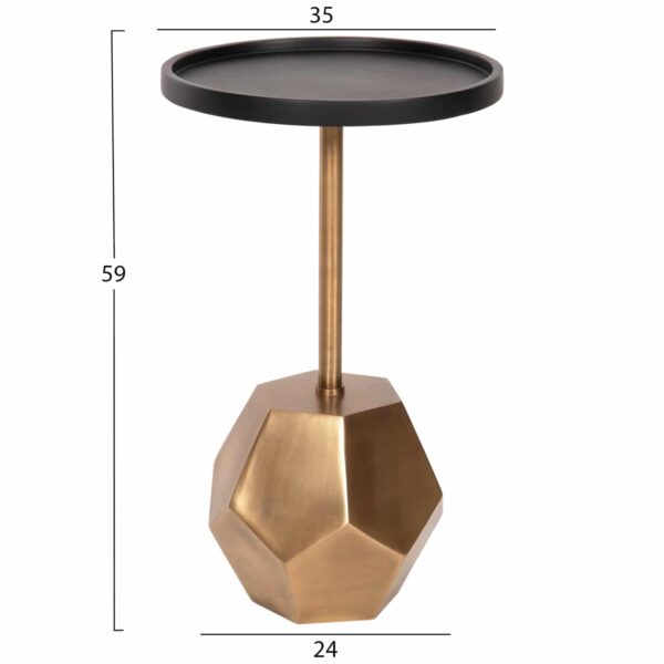 ΒΟΗΘΗΤΙΚΟ ΤΡΑΠΕΖΑΚΙ RUBIN HM9719 ΞΥΛΟ MANGO ΣΕ ΜΑΥΡΟ-ΒΑΣΗ ΜΕΤΑΛΛΟ ΧΡΥΣΗ 35x35x59Υεκ. - Image 2