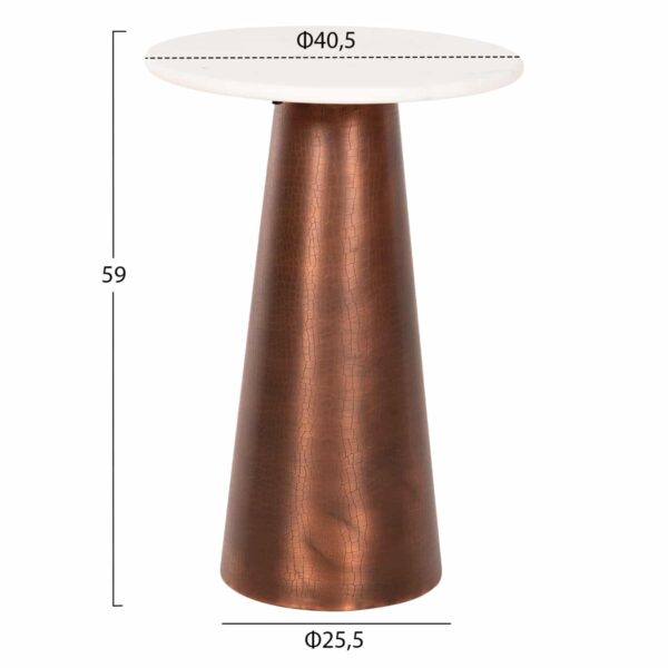 ΒΟΗΘΗΤΙΚΟ ΤΡΑΠΕΖΙ FODEN HM9720 ΛΕΥΚΟ ΜΑΡΜΑΡΟ ΚΑΙ ΜΕΤΑΛΛΟ Φ40,5x59Υεκ - Image 2