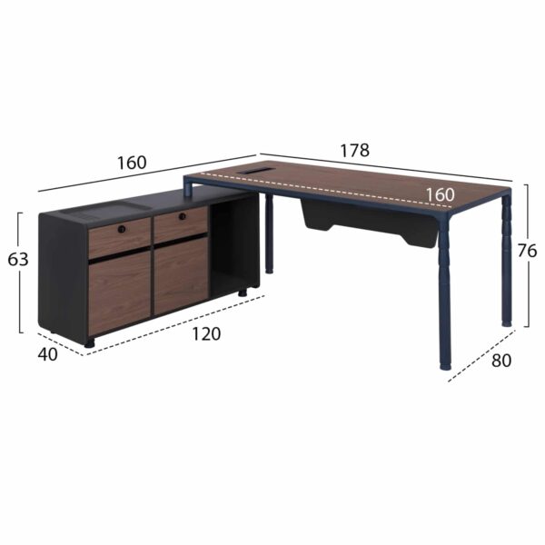 ΕΠΑΓΓΕΛΜΑΤΙΚΟ ΓΡΑΦΕΙΟ MAVIES ΑΡΙΣΤΕΡΗ ΓΩΝΙΑ HM2109L ΣΕ ΓΚΡΙ & ΚΑΡΥΔΙ ΑΠΟΧΡΩΣΗ 183X160X76εκ. - Image 2