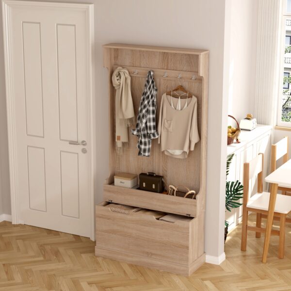 ΕΠΙΠΛΟ ΕΙΣΟΔΟΥ KAYLOR HM2475.01 ΜΕ ΚΡΕΜΑΣΤΡΕΣ&ΑΠΟΘ.ΧΩΡΟ-MDF ΣΕ ΣΟΝΑΜΑ 93x34x180Υεκ - Image 4