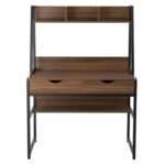 ΓΡΑΦΕΙΟ ΜΕ ΒΙΒΛΙΟΘΗΚΗ TANAYA HM2390.12 ΜΕΛΑΜΙΝΗ ΚΑΡΥΔΙ-ΜΑΥΡΟΣ ΜΕΤΑΛΛ.ΣΚΕΛΕΤΟΣ 100x48x139Y - Image 4