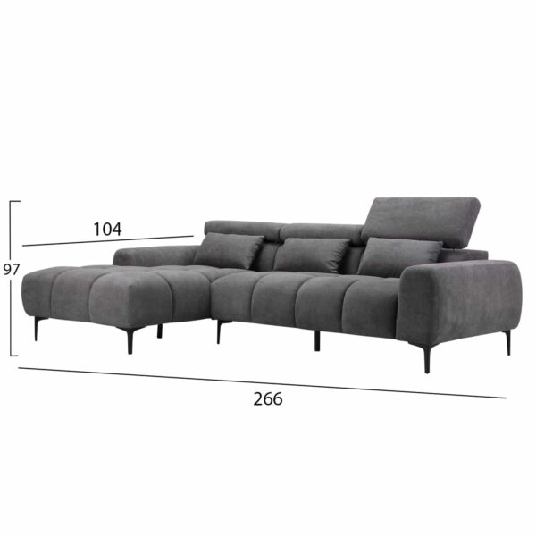 ΚΑΝΑΠΕΣ ΑΡΙΣΤΕΡΗ ΓΩΝΙΑ DIVYA HM3267.02L ΣΥΝΘ.SUEDE ΓΚΡΙ 264x175x99Υεκ. - Image 2