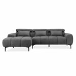 ΚΑΝΑΠΕΣ ΑΡΙΣΤΕΡΗ ΓΩΝΙΑ DIVYA HM3267.02L ΣΥΝΘ.SUEDE ΓΚΡΙ 264x175x99Υεκ. - Image 4