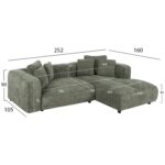 ΚΑΝΑΠΕΣ ΓΩΝΙΑ 3-ΘΕΣΙΟΣ GRACE HM3280.05R ΠΡΑΣΙΝΟ ΥΦΑΣΜΑ 252x105-160x70-90Υεκ. - Image 2