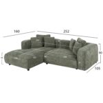 ΚΑΝΑΠΕΣ ΓΩΝΙΑ (ΑΡΙΣΤΕΡΗ) 3-ΘΕΣΙΟΣ GRACE HM3280.05L ΠΡΑΣΙΝΟ ΥΦΑΣΜΑ 252x160x70-90Υεκ - Image 2