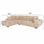 ΚΑΝΑΠΕΣ ΓΩΝΙΑ (ΑΡΙΣΤΕΡΗ) COVEN HM3266.01L ΕΚΡΟΥ ΥΦΑΣΜΑ 298x102-208x85Υεκ. - Image 2