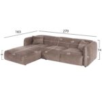 ΚΑΝΑΠΕΣ ΓΩΝΙΑ (ΑΡΙΣΤΕΡΗ) TREAT HM3277.02L ΣΚΟΥΡΟ ΜΠΕΖ ΥΦΑΣΜΑ 270x163x74Υεκ. - Image 2