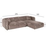 ΚΑΝΑΠΕΣ ΓΩΝΙΑ (ΔΕΞΙΑ) TREAT HM3277.02R ΣΚΟΥΡΟ ΜΠΕΖ ΥΦΑΣΜΑ 270x163x74Υεκ. - Image 2