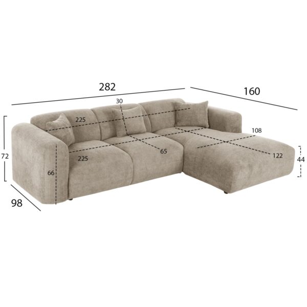 ΚΑΝΑΠΕΣ ΓΩΝΙΑ BRICKEN HM3275.01R ΜΠΕΖ ΥΦΑΣΜΑ 110-282x98-160x72Υεκ. - Image 2