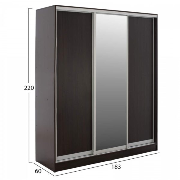 ntoylapa-syromeni-melaminis-wenge-me-kat-1 ΝΤΟΥΛΑΠΑ ΣΥΡΟΜΕΝΗ ADLER ΜΕΛΑΜΙΝΗΣ WENGE ΜΕ ΚΑΘΡΕΦΤΗ 3ΦΥΛΛΗ HM2461.02 183x60x220 εκ. - Image 2