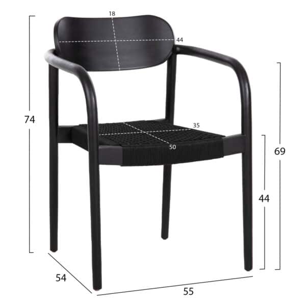 ΠΟΛΥΘΡΟΝΑ OSLO HM9636.12 ΞΥΛΟ TEAK ΜΑΥΡΟ & ΜΑΥΡΟ ΣΧΟΙΝΙ 55x54x80Yεκ. - Image 2