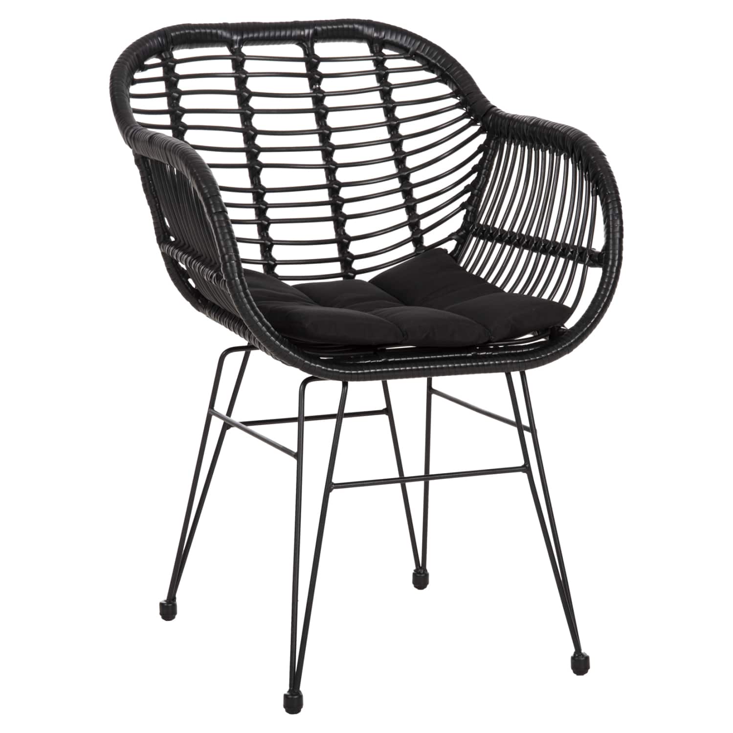 HM5450.32 ΠΟΛΥΘΡΟΝΑ ΜΕ ΜΑΞΙΛΑΡΙ ΜΕΤΑΛΛΙΚΗ ALLEGRA HM5450.32 ΜΕ WICKER ΜΑΥΡΟ 58x59x82Υεκ. - Image 1