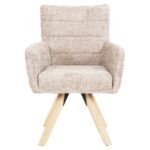 ΠΟΛΥΘΡΟΝΑΚΙ ΤΡΑΠΕΖΑΡΙΑΣ GAZER HM9845.04 ΜΠΕΖ YΦΑΣΜΑ-ΠΟΔΙΑ RUBBERWOOD 66x63x91Υεκ. - Image 3