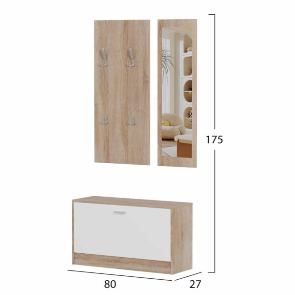 ΣΕΤ ΕΙΣΟΔΟΥ ΜΕ ΚΑΘΡΕΠΤΗ VERN HM2476.04 ΜΕΛΑΜΙΝΗ ΣΕ ΣΟΝΑΜΑ-ΛΕΥΚΟ 80x27x175Υεκ - Image 2