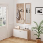 ΣΕΤ ΕΙΣΟΔΟΥ ΜΕ ΚΑΘΡΕΠΤΗ VERN HM2476.04 ΜΕΛΑΜΙΝΗ ΣΕ ΣΟΝΑΜΑ-ΛΕΥΚΟ 80x27x175Υεκ - Image 3