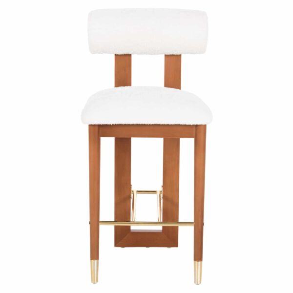 ΣΚΑΜΠΟ ΜΠΑΡ TONDELLA HM18146.12 ΞΥΛΟ ΚΑΡΥΔΙΑΣ-ΥΦΑΣΜΑ ΜΠΟΥΚΛΕ ΛΕΥΚΟ-ΜΕΤΑΛΛΟ ΣΕ ΧΡΥΣΟ - Image 3