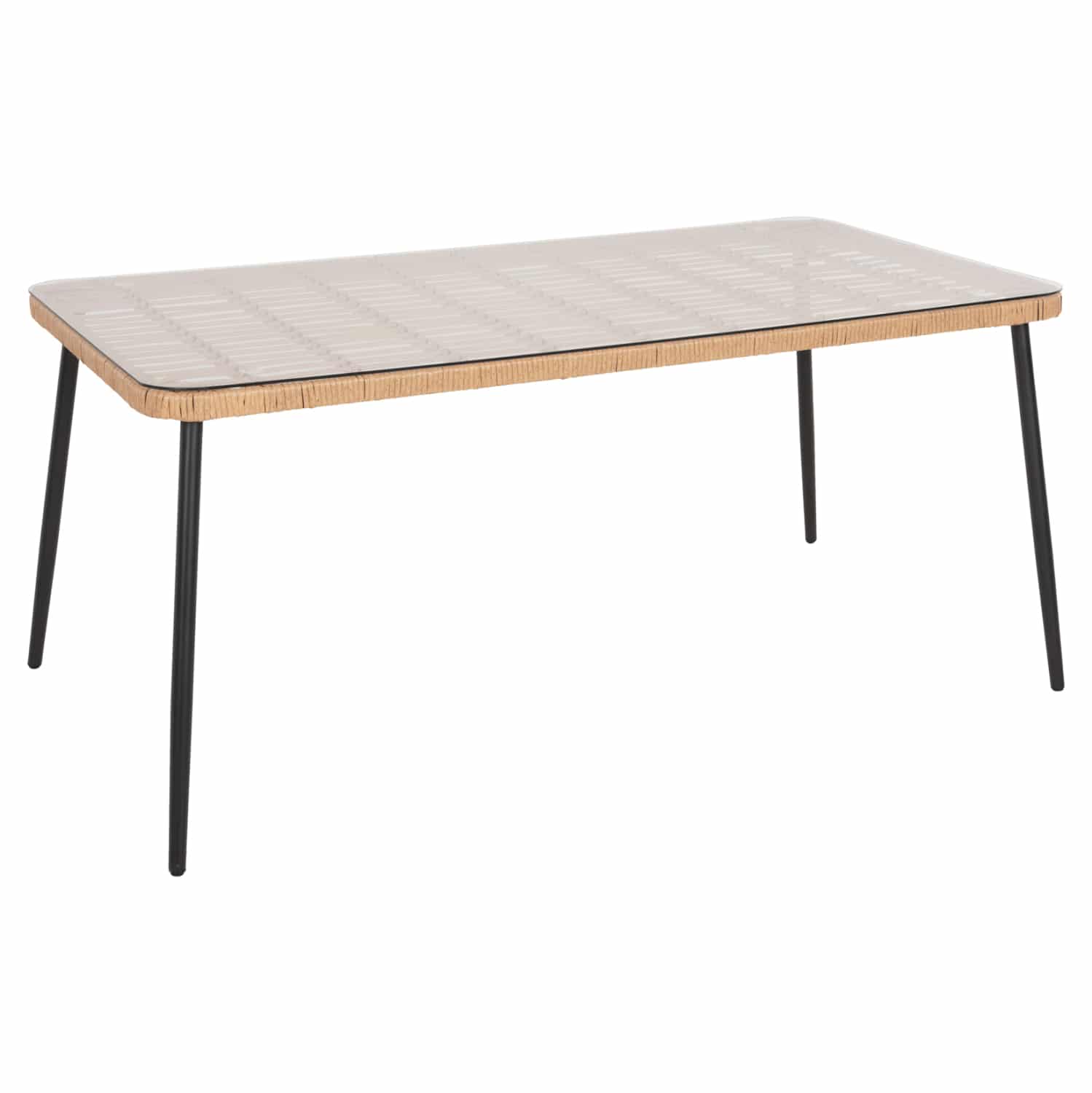 HM5538.11 ΤΡΑΠΕΖΙ ΟΡΘΟΓΩΝΙΟ ALLEGRA HM5538.11 ΜΕΤΑΛ.ΜΑΥΡΟ-P.E. RATTAN ΦΥΣΙΚΟ 159,5x89,5x72Υεκ. - Image 1