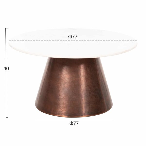 ΤΡΑΠΕΖΙ ΣΑΛΟΝΙΟΥ FODEN HM9721 ΛΕΥΚΟ ΜΑΡΜΑΡΟ TOP ΚΑΙ ΜΕΤΑΛΛΟ Φ77x40Υεκ. - Image 2