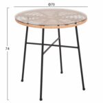 ΤΡΑΠΕΖΙ ΣΤΡΟΓΓΥΛΟ ALLEGRA HM5535.11 ΜΕΤΑΛΛΙΚΟ ΜΑΥΡΟ-P.E. RATTAN ΣΕ ΦΥΣΙΚΟ Φ70x74Υεκ - Image 2