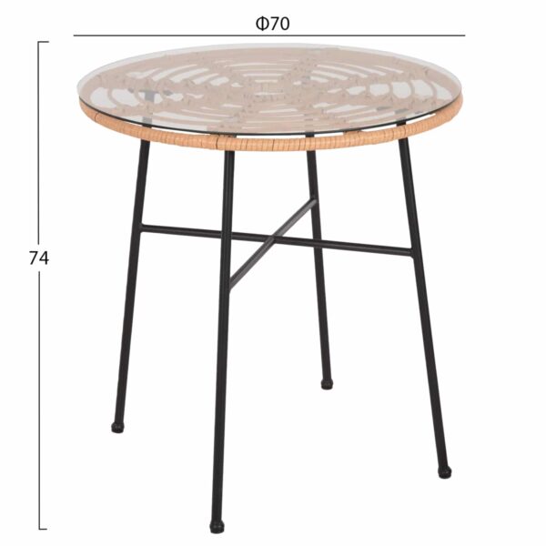 ΤΡΑΠΕΖΙ ΣΤΡΟΓΓΥΛΟ ALLEGRA HM5535.11 ΜΕΤΑΛΛΙΚΟ ΜΑΥΡΟ-P.E. RATTAN ΣΕ ΦΥΣΙΚΟ Φ70x74Υεκ - Image 2