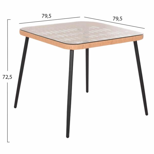 ΤΡΑΠΕΖΙ ΤΕΤΡΑΓΩΝΟ ALLEGRA HM5536.11 ΜΕΤΑΛ.ΜΑΥΡΟ-P.E. RATTAN ΦΥΣΙΚΟ 79,5x79,5x72,5Υεκ - Image 2