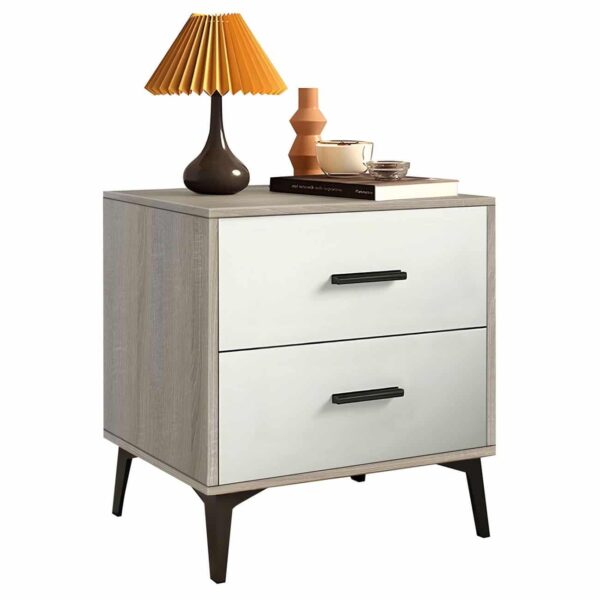 MERRANO Κομοδίνο με 2 Συρτάρια Απόχρωση Sonoma-Άσπρο 40x40x48cm - Image 2