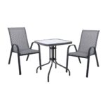 RIO Set Κήπου - Βεράντας: Τραπέζι + 2 Πολυθρόνες Μέταλλο Βαφή Ανθρακί, Textilene Γκρι Table:60x60x70 Chair:55x74x91 - Image 2